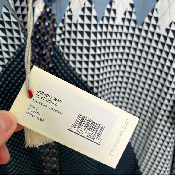 NWT Johnny Was Neelu Voile Shirt Dress Button Front Blue Embroidered Small - Picture 5 of 7